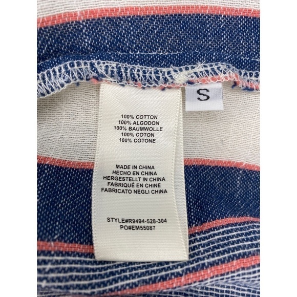 Anthropologie Cloth & Stone Striped V-Neck Button Down Top - Picture 10 of 11